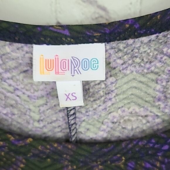 LuLaRoe Carly Dress XS (2/4) Green Diamonds Soft Knit Swing Midi Pocket Hi-Low - Picture 5 of 9